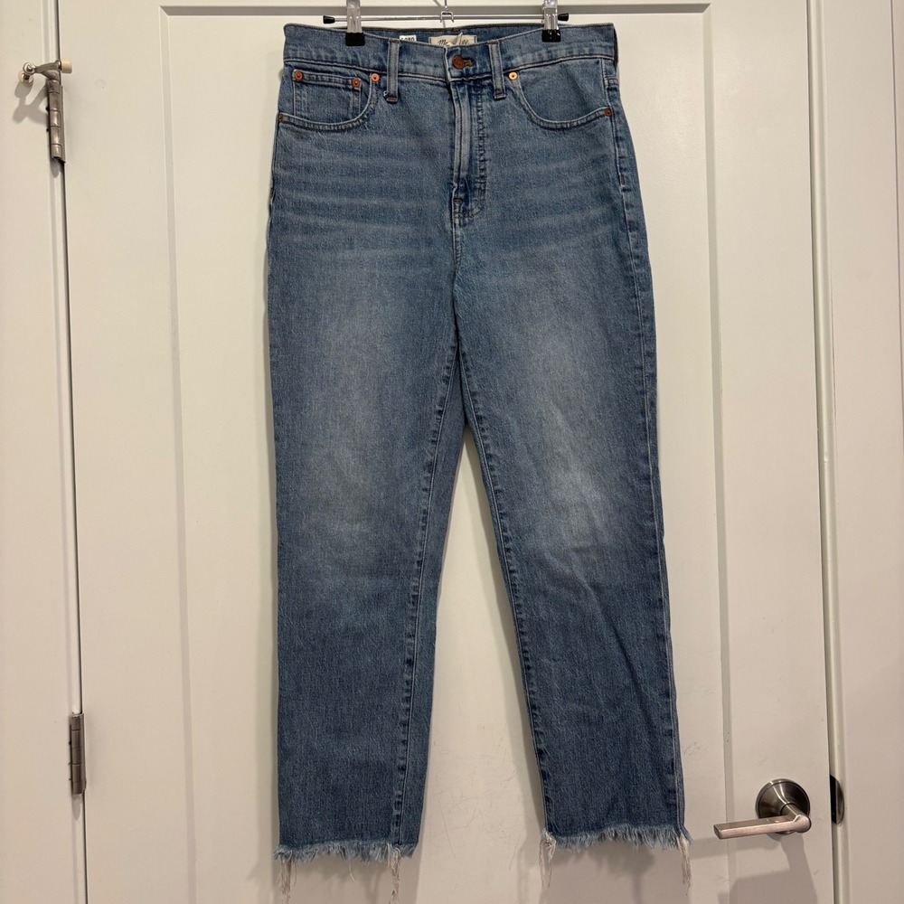 Madewell The Perfect Vintage Crop Jean Medium Wash Raw Hem Size 28 High Rise